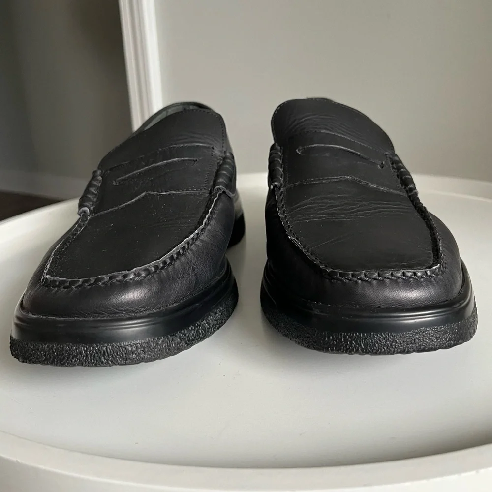 Hitchcock Black Leather Men’s Shoes Slip On Wide 3E Size 10